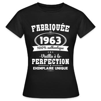 Anniversaire 60 ans - Fabriquée en 1963 - T-shirt Femme - noir - Devant - AI Model Female 172 dark (172cm)