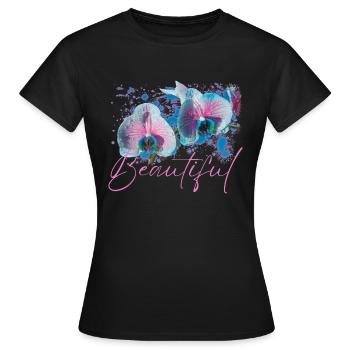 Schöne Aphrodite-Blüten - Frauen T-Shirt - Schwarz - Vorne - AI Model Female 172 dark (172cm)