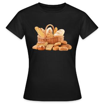 brot broetchen crossaint baecker baguette bread bu - Frauen T-Shirt - Schwarz - Vorne - AI Model Female 172 dark (172cm)
