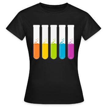 reagenzglas flask tube experiment chemistry chemie - T-shirt Femme - noir - Devant - AI Model Female 172 dark (172cm)