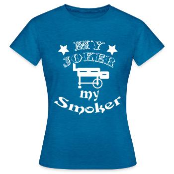 Joker Smoker - Frauen T-Shirt - Antikblaues Saphir meliert - Vorne - AI Model Female 172 dark (172cm)