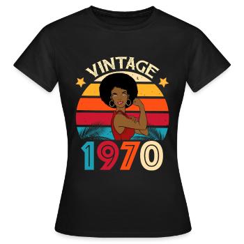 Vintage 1970 Anniversary Caribbean Woman - Women's T-Shirt - black - Front - AI Model Female 172 dark (172cm)