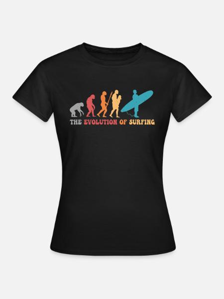 Surf-Evolution des Surfens Surfer-Humor - Frauen T-Shirt - Schwarz