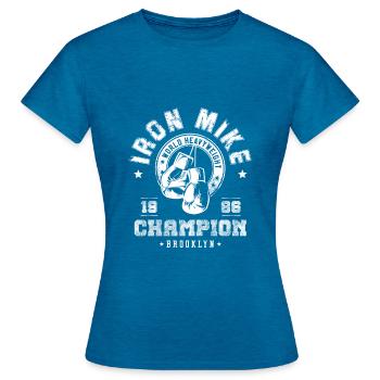 Iron Mike Tyson - Frauen T-Shirt - Antikblaues Saphir meliert - Vorne - AI Model Female 172 dark (172cm)