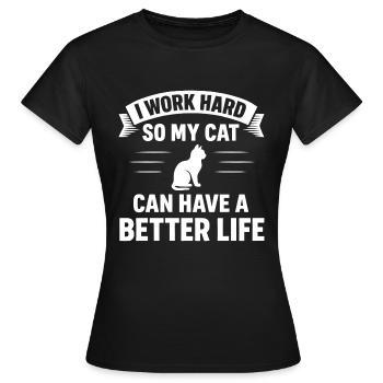 Pour une meilleure vie de chat - T-shirt Femme - noir - Devant - AI Model Female 172 dark (172cm)