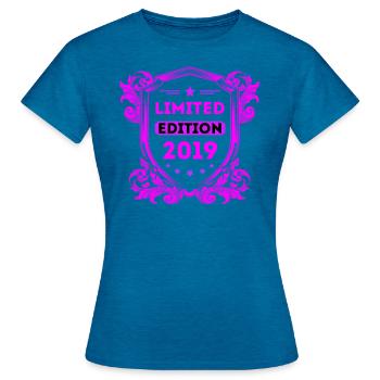 2019 - Frauen T-Shirt - Antikblaues Saphir meliert - Vorne - AI Model Female 172 dark (172cm)