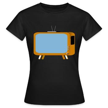 monitor television fernseher tv flatscreen compute - Frauen T-Shirt - Schwarz - Vorne - AI Model Female 172 dark (172cm)