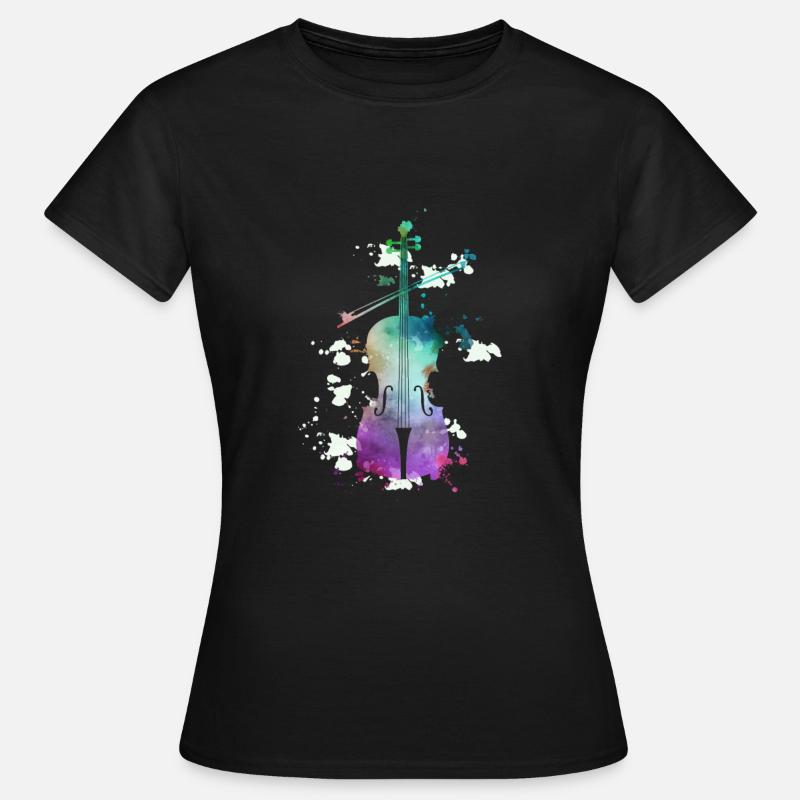 Violoncello stringed instrument cellist with cello - Women's T-Shirt - black