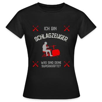 Schlagzeuger Drummer Schlagzeug - Frauen T-Shirt - Schwarz - Vorne - AI Model Female 172 dark (172cm)