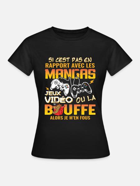 Cadeau Ado Geek Garçon Otaku Manga Et Jeux Vidéo - T-shirt Femme - noir