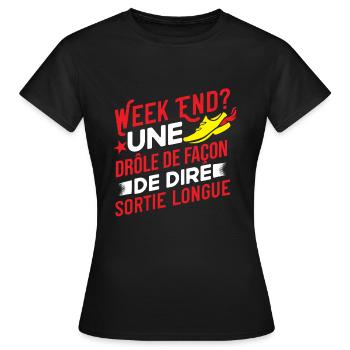 Sortie Longue Humour Marathon Idée Cadeau Marathon - T-shirt Femme - noir - Devant - AI Model Female 172 dark (172cm)