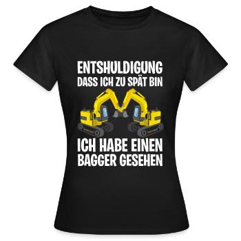 Funny excavator Bagger - Frauen T-Shirt - Schwarz - Vorne - AI Model Female 172 dark (172cm)
