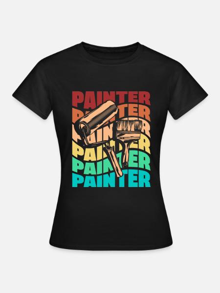 Painter Painting Silhouette - Frauen T-Shirt - Schwarz