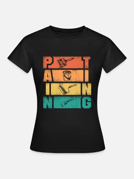 Painter Painting Silhouettes - Frauen T-Shirt - Schwarz