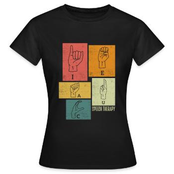 Speech Language Pathologist Speech Therapy ASL - Frauen T-Shirt - Schwarz - Vorne - AI Model Female 172 dark (172cm)
