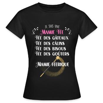 Mamie Fée Humour Grand-mère - T-shirt Femme - noir - Devant - AI Model Female 172 dark (172cm)