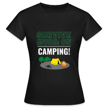 Mode Survie: ON - Camping! - T-shirt Femme - noir - Devant - AI Model Female 172 dark (172cm)
