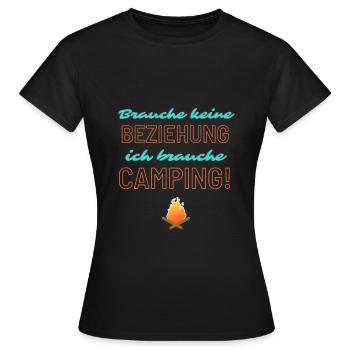 keine Beziehung - Camping! - Frauen T-Shirt - Schwarz - Vorne - AI Model Female 172 dark (172cm)