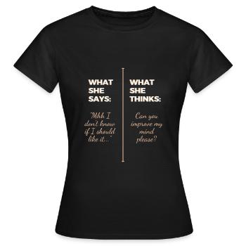 Pouvez-vous améliorer mon ? - T-shirt Femme - noir - Devant - AI Model Female 172 dark (172cm)