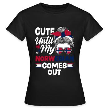Norwegen Norwegisch süß bis mein Norwegisch kommt - Frauen T-Shirt - Schwarz - Vorne - AI Model Female 172 dark (172cm)