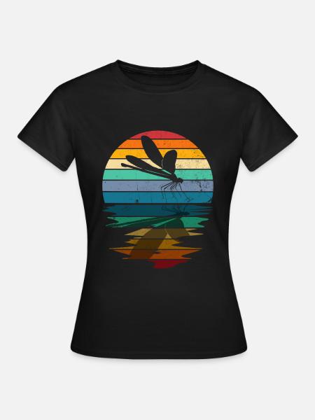 Libelle Libelle Entomologie Silhouette - Frauen T-Shirt - Schwarz