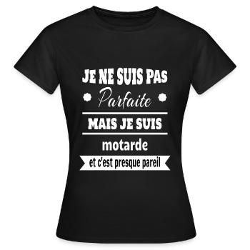 Pas parfaite mais motarde moto humour - T-shirt Femme - noir - Devant - AI Model Female 172 dark (172cm)