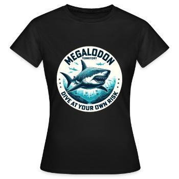 Megalodon Territory Alert | Ocean Shark Diving - Women's T-Shirt - black - Front - AI Model Female 172 dark (172cm)