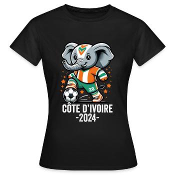 Elfenbeinküste 2024 Ivorischer Elefant Fußball Trikot - Frauen T-Shirt - Schwarz - Vorne - AI Model Female 172 dark (172cm)