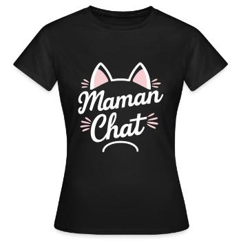 Maman Chat Cadeau Fête des Mères Amoureux Chats - T-shirt Femme - noir - Devant - AI Model Female 172 dark (172cm)
