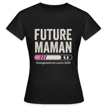 Pregnancy Announcement Mom Mother-to-be 2025 - Women's T-Shirt - black - Front - AI Model Female 172 dark (172cm)