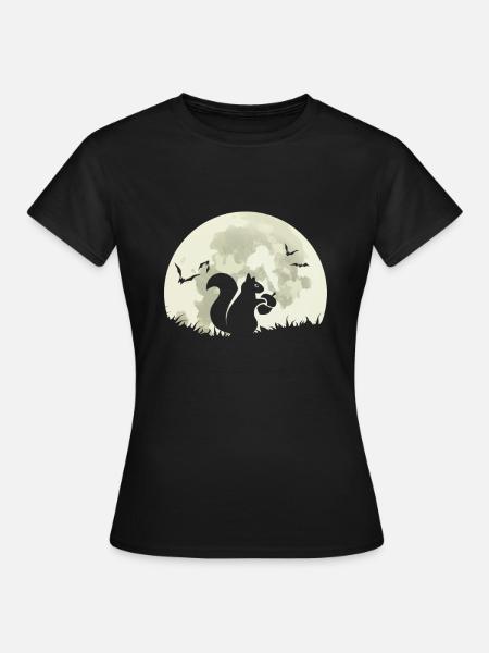Eichhörnchen Mond Fledermaus - Frauen T-Shirt - Schwarz