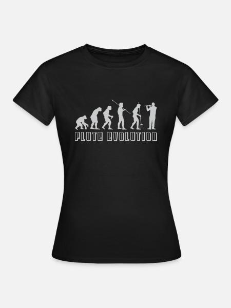 Flöte Evolution - Frauen T-Shirt - Schwarz