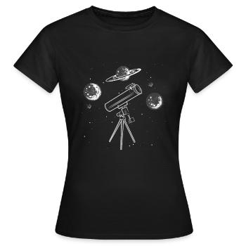 Planète télescope - T-shirt Femme - noir - Devant - AI Model Female 172 dark (172cm)
