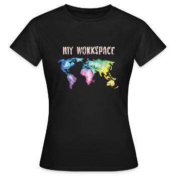 Weltkarte Globus - Frauen T-Shirt - Schwarz - Vorne - AI Model Female 172 dark (172cm)