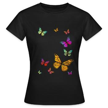 Butterflies swarm - Women's T-Shirt - black - Front - AI Model Female 172 dark (172cm)