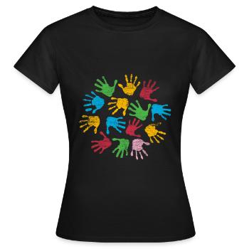 Les couleurs de jardin d’enfants - T-shirt Femme - noir - Devant - AI Model Female 172 dark (172cm)