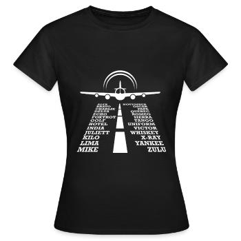 Aéroport pilote - T-shirt Femme - noir - Devant - AI Model Female 172 dark (172cm)
