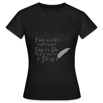 Author story - Women's T-Shirt - black - Front - AI Model Female 172 dark (172cm)
