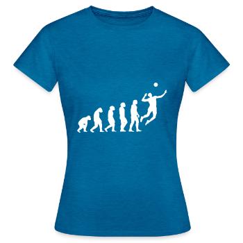 Volleyball Evolution - Frauen T-Shirt - Antikblaues Saphir meliert - Vorne - AI Model Female 172 dark (172cm)