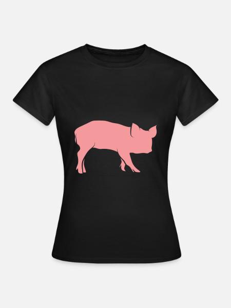 Schwein Ferkel - Frauen T-Shirt - Schwarz
