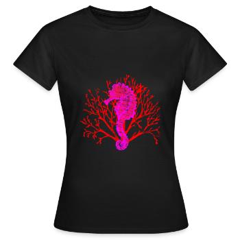 Seepferdchen Korallen - Frauen T-Shirt - Schwarz - Vorne - AI Model Female 172 dark (172cm)