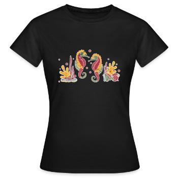 Seepferdchen Korallen - Frauen T-Shirt - Schwarz - Vorne - AI Model Female 172 dark (172cm)