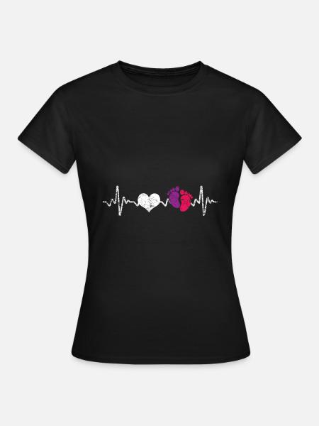 Hebamme Herzschlag - Dame-T-shirt - sort