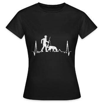 Hunting dog heartbeat - Women's T-Shirt - black - Front - AI Model Female 172 dark (172cm)