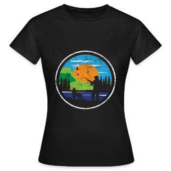 Chasse de chien de chasse - T-shirt Femme - noir - Devant - AI Model Female 172 dark (172cm)