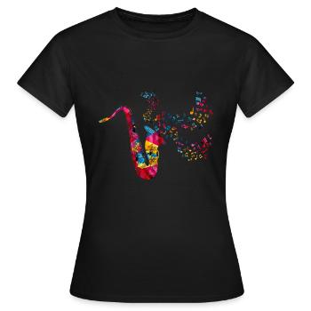 Saxophon Melodie - Frauen T-Shirt - Schwarz - Vorne - AI Model Female 172 dark (172cm)