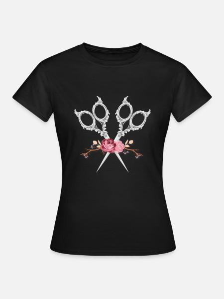 Friseurin Schere - Frauen T-Shirt - Schwarz