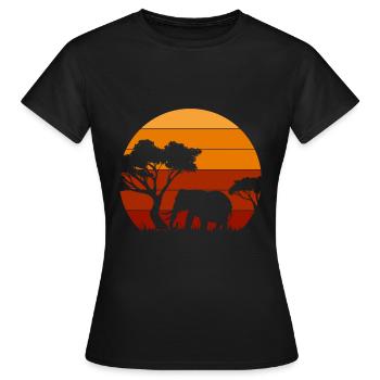 Elefanten - Frauen T-Shirt - Schwarz - Vorne - AI Model Female 172 dark (172cm)