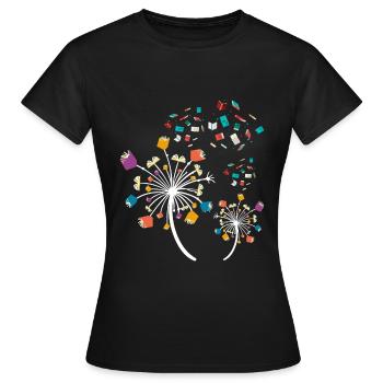 Buch Pusteblume - Frauen T-Shirt - Schwarz - Vorne - AI Model Female 172 dark (172cm)