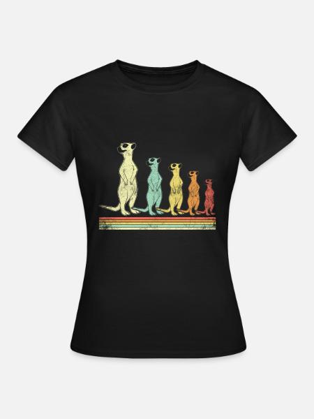 Retro Erdmännchen - Frauen T-Shirt - Schwarz